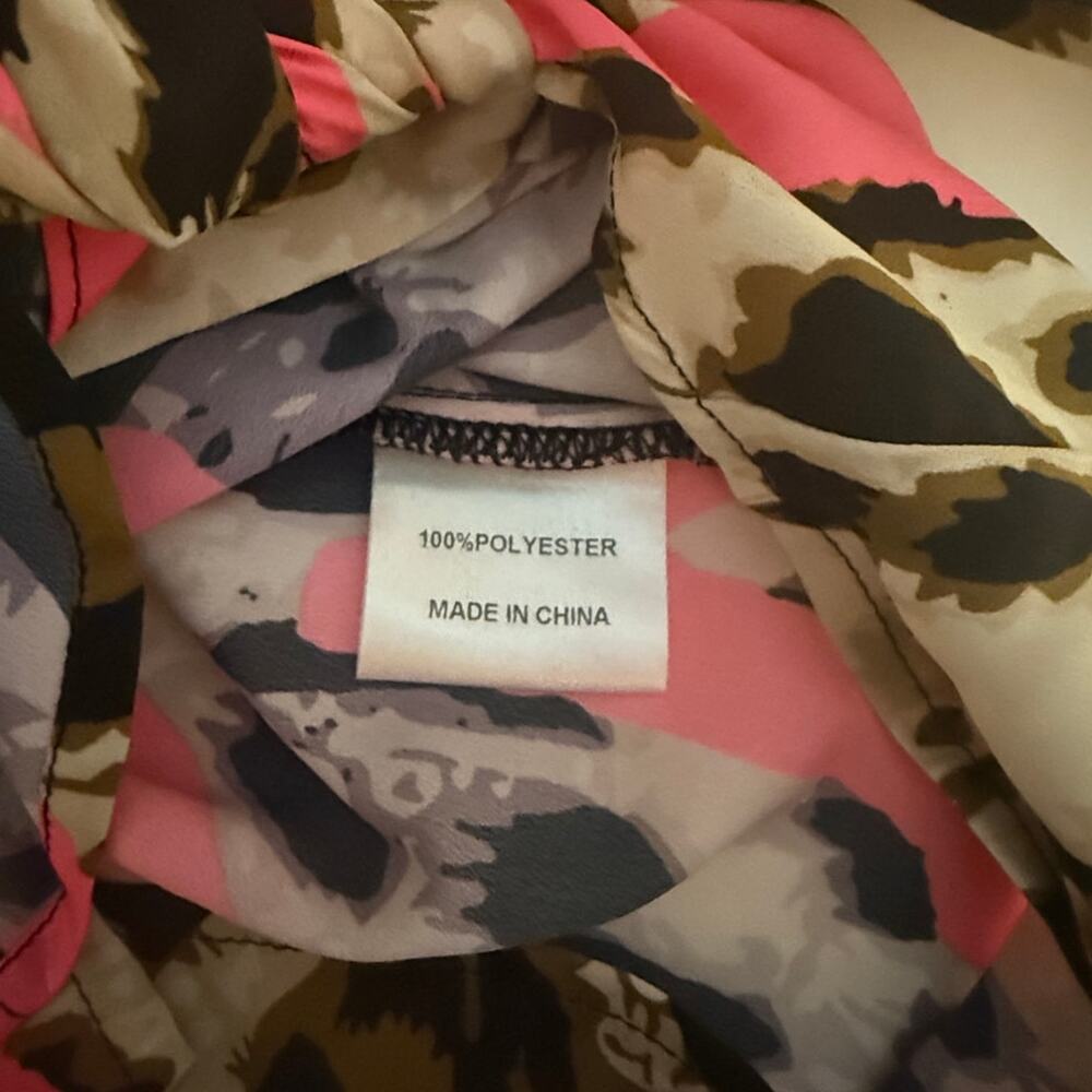 NWT A.Z.I Leopard Print Blouse  | Hot Pink Heart Tie Front Y2K Style S - Picture 5 of 10